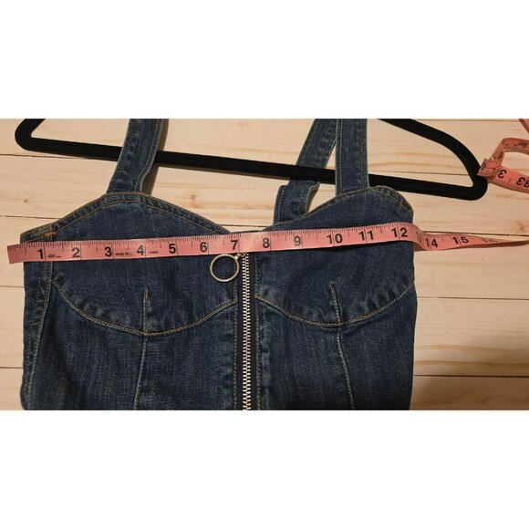 H&M Size2 Jean Mini Dress Denim Dress Zip Y2K Cowgirl Rodeo Rockabilly Festival - Picture 6 of 9